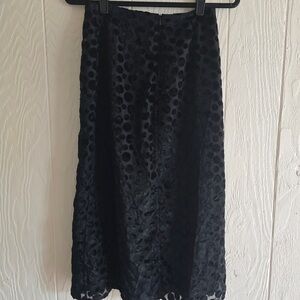 Lulu's Black A-Line Midi Skirt with Polka Dots